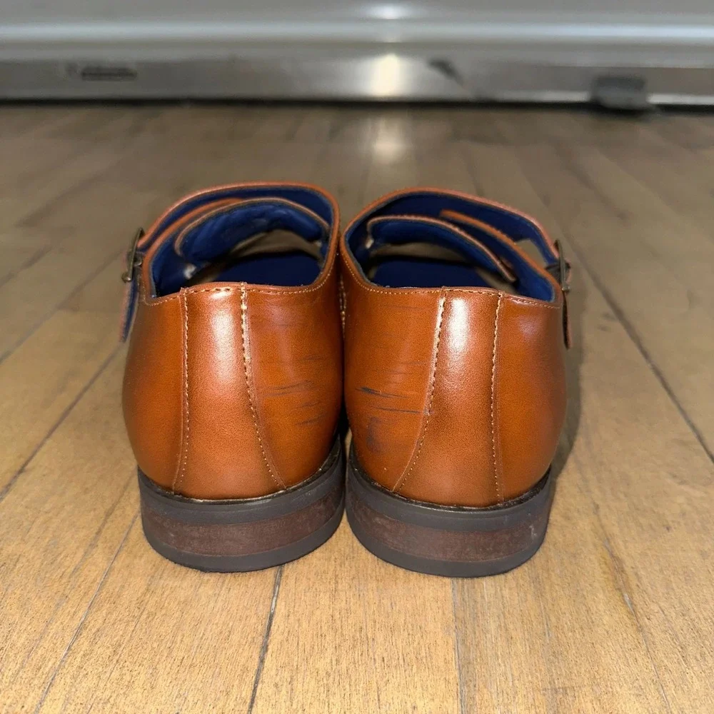 Bruno Marc Hutchingsonwide 2 Formal Shoes Mens 6.5 Brown Leather Monk Strap‎